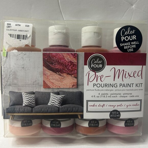 American Crafts Other - AC Color Pour Amber Drift Pre-Mixed Pouring Paint Kit 4 Colors 4 oz Each - NEW